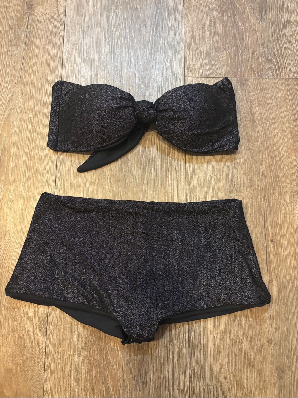 SKATIE bikini set BARDOT BOTTOM and LYNDI TOP black silver metallic